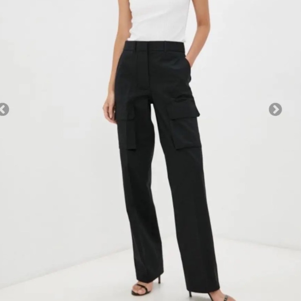 High-Rise Black Cargo Wide-Leg Pants